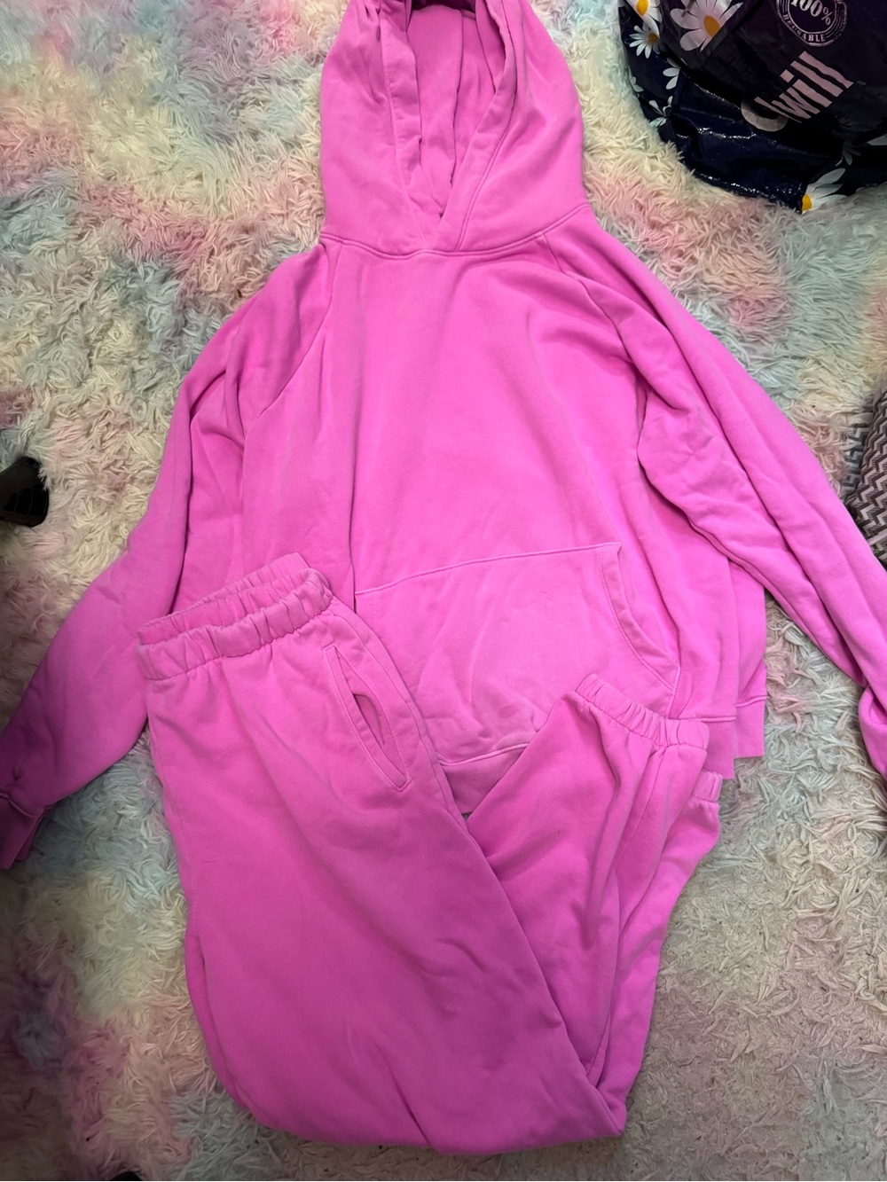 GAP VintageSoft Hoodie & High Rise Relaxed Joggers - Sugar plum neon pink SET